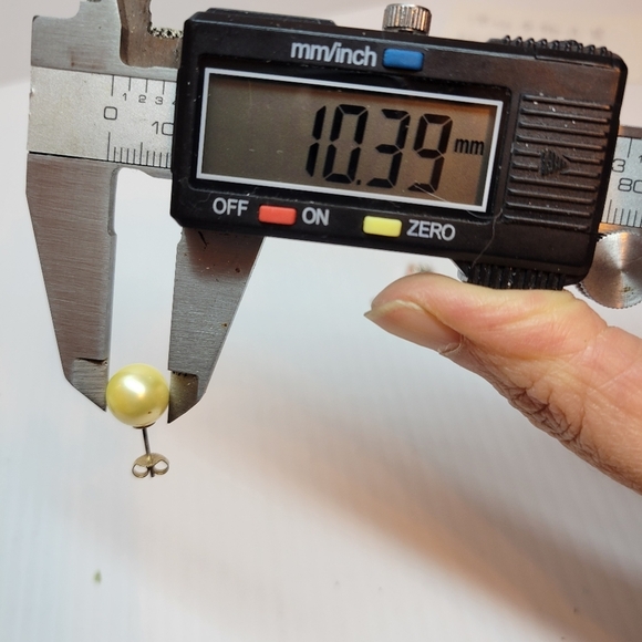 Lot of 10mm champagne and pink pearl stud earrings sterling silver 925 - Picture 8 of 10